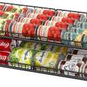 2-Tier Stackable Can Organizer for Pantry, Adjustable Extra-Long Can Rack for Pantry Shelf Organizer and Storage, Sturdy Standing Can Holder for Canned Soup Food Goods Storage up to 64 Cans, Black