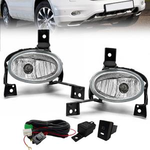 2Pcs Fog Lights Assembly Compatible With 2010-2011 Honda CRV - Front Bumper With H11 12V 55W Halogen Bulbs, Switch, Wiring - Clear Lens 1 Pair