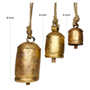 BELLUXE Set of 3 Giant Harmony Cow Bells Huge Vintage Handmade Rustic Lucky Christmas Hanging XL Bells On Rope, Country Rustic, Set 3