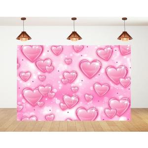 6x4ft Pink Hearts Photography Backdrop 2000s Sweet Y2K Photo Background for Valentine's Day Party Romantic Theme Decorations Photo Banner Props