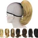 IMISSU Cute Short Claw Ponytail Grab Hairpieces Thick Clip In Hair Extensions Little Pony Tail Hair Pieces for Women (Ash Blonde)