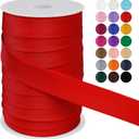 LEREATI Satin Bias Tape Double Fold 1 Inch x 55 Yards, Bias Tape for Sewing, Polyester Quilt Binding Tape, Piping Trim Fabric Tape for Hemming, Seaming, DIY Crafts (Red)
