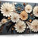 Large Wall Art for Living Room Bedroom Home Office Gold Flower Pictures Wall Art Modern Floral Artwork Framed Wall Decor Canvas Prints 20x40 In (black)