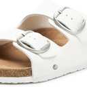 FITORY Womens Flat Sandals with Cork Footbed, Open Toe Arch Support Slides Adjustable Slip On Slippers for Summer 2026 Size 6-11