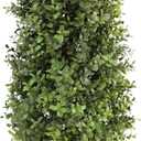30" Tall Artificial Boxwood Topiary, 2 Pcs Outdoor Ready Artificial Boxwood Topiaries Trees, Natural Looking Fake Potted Shrubs