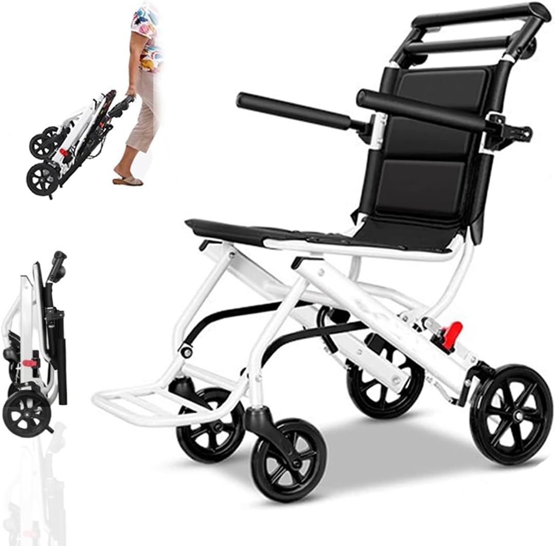 Wheelchairs for Adults Lightweight Portable Wheelchairs Folding for Traveling Ergonomc Design with Adjustable Safety Strap Carbon Steel Frame PU Wheels for Smooth Rid A
