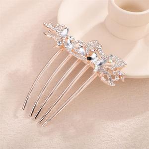 Aimimier Dainty Crystal Flower Hair Comb Sparkly Rhinestone Inlaid Hair Piece Long Teeth Side Combs Wedding Hair Accessories for Women (Clear)