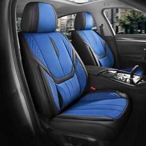 Car Seat Covers Full Set - Universal Seat Covers for Cars SUV Truck Faux Leather Automotive Seat Covers, Breathable & Waterproof Front and Rear Seat Protectors, Fit for Most Cars-BlackBlue
