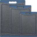 Extra Large Cutting Boards, Plastic Cutting Boards for Kitchen (Set of 3) Cutting Board Set Dishwasher Chopping Board with Juice Grooves Easy-Grip Handles, Prussian Blue, Empune
