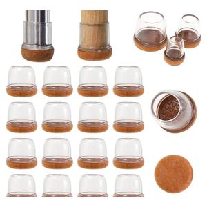 Chair Leg Floor Protectors 1 inch, Silicone Chair Leg Caps Felt Furniture Pads for Hardwood Floors, Clear Floor Protectors for Chair Legs