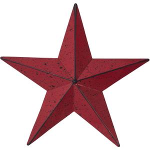 VHC Brands Patriotic Faceted Metal Star Wall Hanging 8x8, Distressed Appearance, Burgundy, Independence Day Decor