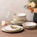 AmorArc Ceramic Dinnerware Sets for 8, 24Pcs Plates and Bowls Sets Dishes | Stoneware Handmade Reactive Glaze Dinner Set, Highly Scratch Resistant | Dishwasher & Microwave Safe Dishware