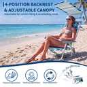 GarveeLife Backpack Beach Chair for Adults, Lightweight Portable Lay Flat Folding Beach Chair with Canopy Shade, 5 Reclining Positions, Backpack Straps, Phone Pocket, Cup Holder & Towel Bar