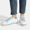 LUCKY STEP Women's Platform Glitter Sneakers | Sparkly Bling Shiny Dressy Bedazzled Wedding Bridal Fashion Walking Shoes (White, US 8.5)