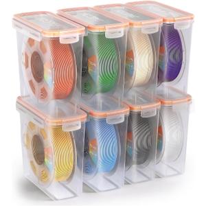 YOOPAI Pro Filament Storage Box – Precision-Fit Airtight Container for Single 1KG Spools, Flat-Lid Design for Stable Stacking, Premium Desiccant Moisture Control, 3D Printer Filament Storage 8 Pack