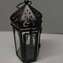 DECORKEY Vintage Medium Size Candle Lantern Decorative, Moroccan Style Vintage Hanging Lantern with Clear Glass, Metal Tabletop Lantern Decor, Indoor Outdoor Candle Holders for Coming Season
