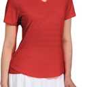 MIER Women's Golf Polo Shirts Collarless Short Sleeve Tennis Running T-Shirts V-Neck Cooling Summer Tee