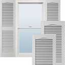 Ekena Millwork Lifetime Vinyl LL1S12X03600WH Standard Cathedral Top Center Mullion, Open Louver Vinyl Shutters, w/Installation Shutter-Lok's & Matching Screws (Per Pair), 12"W x 36"H, White