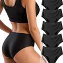 TIICHOO Incontinence Underwear for Women High Waisted Period Panties Heavy Flow Seamless Leakproof Underwear 5 Pack M