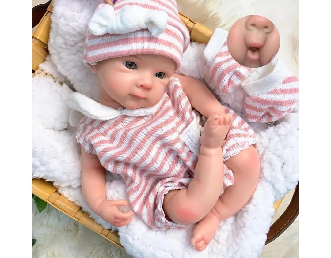 13 inch Full Silicone Reborn Baby Doll, Realistic Real Eye Open Baby Girl Doll, Newborn Toddler for Ages