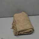 Battilo Home Woven Throw Blanket with Raised Pattern and Fringe Ends, 50" x 60", Tan