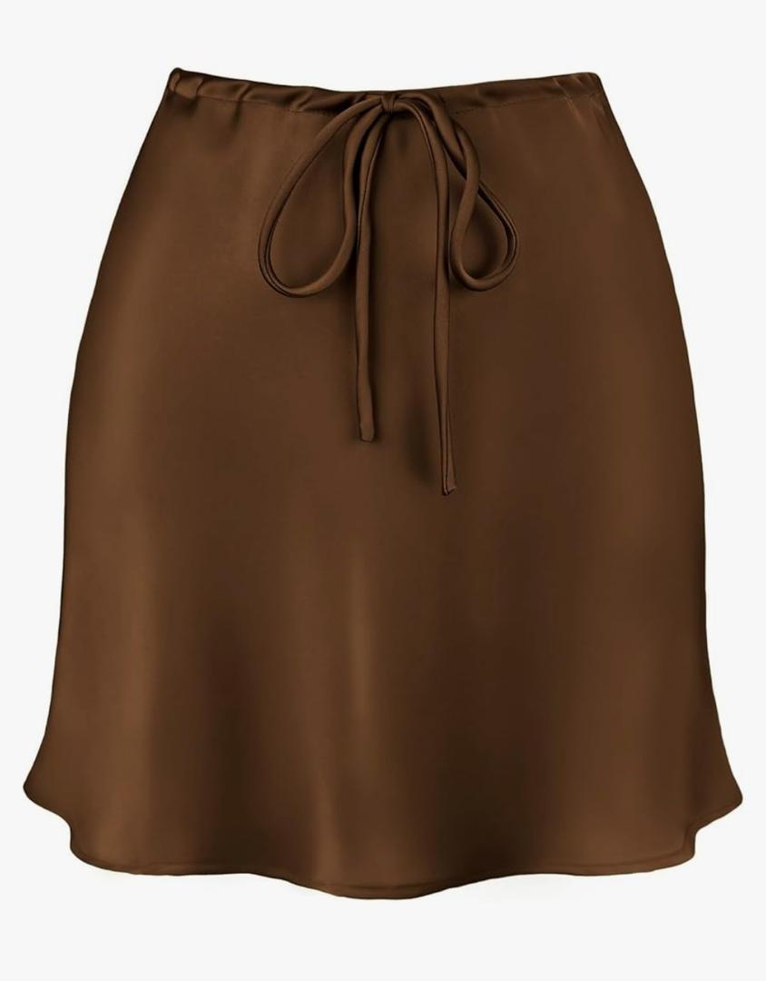 Women's Drawstring Satin Mini Skirt High Waisted Elegant Casual A-Line Flared Silk Short Skirts for Women L Women's Drawstring Satin Mini Skirt High Waisted Elegant Casual A-Line Flared Silk Short Skirts for Women L