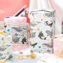 Yarcony Girl Baby Shower Wrapping Paper, Pink Kid Birthday Gift Wrapping Paper, Reversible Girly Ocean-Themed Whale Rainbow New Baby Gift Wrap for 1st Birthday, Children Celebration(17 Inch X 33 Feet)