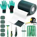 Gersoniel Artificial Grass Turf Tape Set 50pcs Turf Stakes Staples 6 Inch x 33 ft Seaming Turf Tape 50pcs Buffer Washers Pick Hammer Glove Tape Measure Knife Hook Tools for Lawn Garden Outdoor Carpet