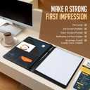 STYLIO Padfolio Portfolio Organizer Binder | Interview Resume Folder, Legal Document, Business Card Holder |w/Letter-Sized Notepad | Handsome Piano Noir Faux Leather Folio Matte Finish, Accent Stitch (Padfolio (12.5" x 9.6" x 0.9"), Black)