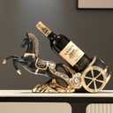 Horse Sculpture Resin Wine Bottle Holder - Tabletop Kitchen Decor, Decorative Storage Organizer for Home Bar Cellar, Unique Gift for Men Women Housewarming, Holds 1 Standard Bottle (E)