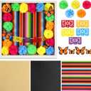 29 Pcs Day of the Dead DIY Shadow Box Craft Set Large 12 X12 Inch Ofrenda Memorial Shadow Box with Day of the Dead Banner Marigold Flowers Background Paper Simulation Butterflies (Multicolor)