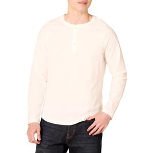 Men's Slim-Fit Long-Sleeve Henley Shirt (White), S
