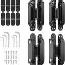 4-Pack 6 inch Hinge for Doors Invisible Hinges Concealed Hinges Zinc Alloy 180 Degree Swing Hinge 3 Way Adjustable Butt Silent Door Hinge 6 x 2.5 x 1 inch (Black)