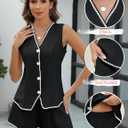 BMJL Womens Linen Two Piece Sets Summer Vacation Outfits Button Down Resort Wear 2025 Shorts Matching Sets (Black, XL)