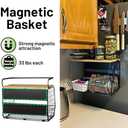 Magnetic Shelf for Fridge with Wood Lid, Fruit Potato and Onion Storage Bins, Pantry Organizers & Storage, Large Container Magnetic Spice Rack for Refrigerator, Kitchen Counter, Cabinet (1, Black)