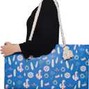 TIASUSAN American Mahjong Tiles Set, 166 White Tiles, Blue Printed Bag with Entire Accessories, 4 All-in-One Rack/Pushers, Mahjong Game Set