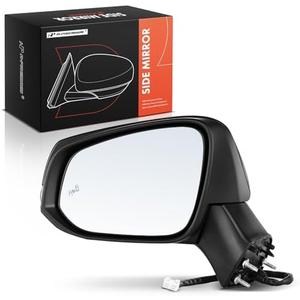 A-Premium Driver Side Power Door Mirror Compatible with Toyota RAV4 2019 2020 2021 2022 - Heated, Manual Folding, w/Turn Signal, w/Blind Spot Detection, Black Outside Rear View Mirror, Japan Built