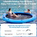8FT Round Inflatable Floating Dock, Sunchill Float Ring, Water Hammock Tanning Pool Floats with Woven Fabric, Manual Pump for Quick Inflate/Deflate, Fits 2-8, Ideal for Lakes, Oceans