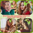 Norme 6 Pcs Christmas Hair Bow for Women 6 Inch Green Furry Hair Clip with Red Bow for Christmas Holiday Costume Accessories for Parties Gifts Decoration
