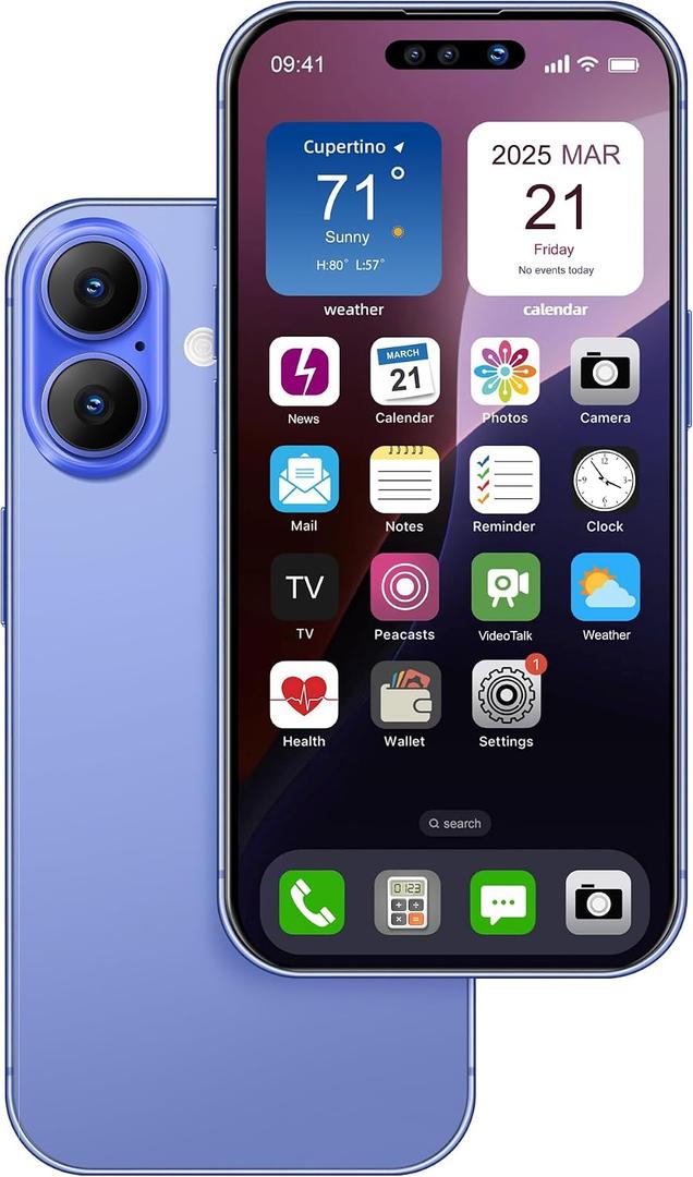 Dummy Fake Phone Model, Looks Like The Real Phone Compatible with Phone 16, for Cell Phone Store Display or Send a Toy Phone 16 for Kids (Blue Rainbow Front), 6.1 Inches