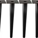 Straight Furniture Table Legs 14 Inch, Round Tapered Metal Furniture Legs Black, Modern Dresser Cabinet Sofa Support Feet Replacement, Set of 4