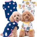 Pippo's Shop 2 Pack Dog Shirt Premium Peru CottonFashionable and Cute, Pet Apparel Lightweight Stretch Puppy Cool Soft T-Shirt Smooth Breathable Clothes (Pawberry+Hedgehog Paws, Medium)