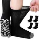 CaiDieNu Non Slip Diabetic Socks: 3 Pairs Non Binding Hospital Socks for Men Women with Grips Elderly Edema 9-15