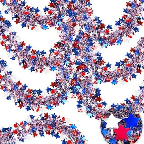 TURNMEON 50 FT 4th of July Garland Patriotic Decorations Red White and Blue Garland Patriotic Garlands for Red White and Blue Holiday Party Decor Memorial Day Independence Day 4th of July Decorations