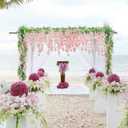 Sggvecsy 6Pcs Wisteria Garland Artificial Flowers Garland Fake Hanging Wisteria Vines Rattan Silk Hanging Flower Vines for Home Garden Outdoor Wedding Arch Party Ceremony Total 35.4Ft (Pink)