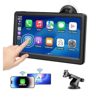 Wireless Carplay Screen for Car, 7" HD Touch Screen Portable Car Stereo for Carplay & Android Auto, Pantalla para Carros with Bluetooth, AUX, FM Transmitter, Voice Control