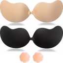 KIETLA Sticky Bra Strapless Adhesive Invisible Push Up Lift Bras for Women Backless Dress 2 Pair Reusable with Nipple Covers