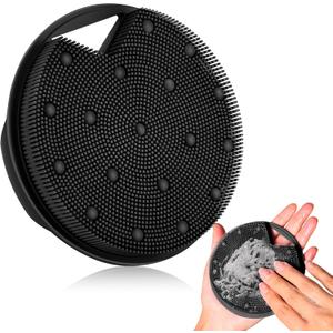 3 x Silicone Body Scrubber - Anti Zinc for Shower- Silicone Loofah with Stiff and Soft Bristles,Relieve the Body Fatigue,Lymphatic Drainage,Blood Circulation - Black