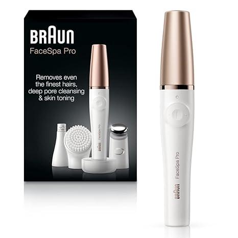 Braun Face Epilator Facespa Pro 911, Facial Hair Removal for Women, Hair Removal Device, 3in1 Epilating, Cleansing Brush and Skin Toning with 3 Extras, Missing Part