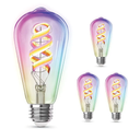 Feit Electric ST21 Smart Spiral LED Filament Edison Bulb, 60W Equiv, RGBW Color Changing, Dimmable, 2.4GHz Wi-Fi Enabled, Works with Alexa & Google Home, App Control, ST2160/RGBW/FIL/AG/4, 4 Pack